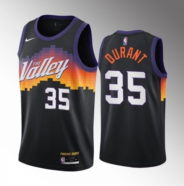 Mens Phoenix Suns #35 Kevin Durant Balck City Edition Stitched Basketball Jersey->->NBA Jersey